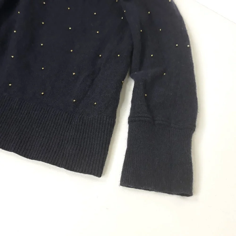 Banana Republic Gold Beaded Filpucci Merino Wool Cashmere Blend V-Neck Cardigan